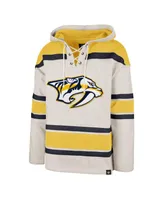 Men's '47 Brand Oatmeal Nashville Predators Rockaway Lace-Up Pullover Hoodie