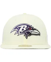 Men's New Era Cream Baltimore Ravens Chrome Color Dim 59FIFTY Fitted Hat