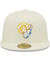 Men's New Era Cream Los Angeles Rams Chrome Color Dim 59FIFTY Fitted Hat