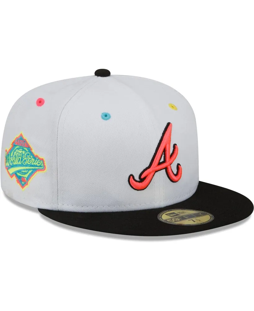 Men's New Era White, Black Atlanta Braves 1995 World Series Champions Neon Eye 59FIFTY Fitted Hat