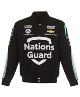 Men's Jh Design Black Kyle Larson Nations Guard Twill Uniform Full-Snap Jacket