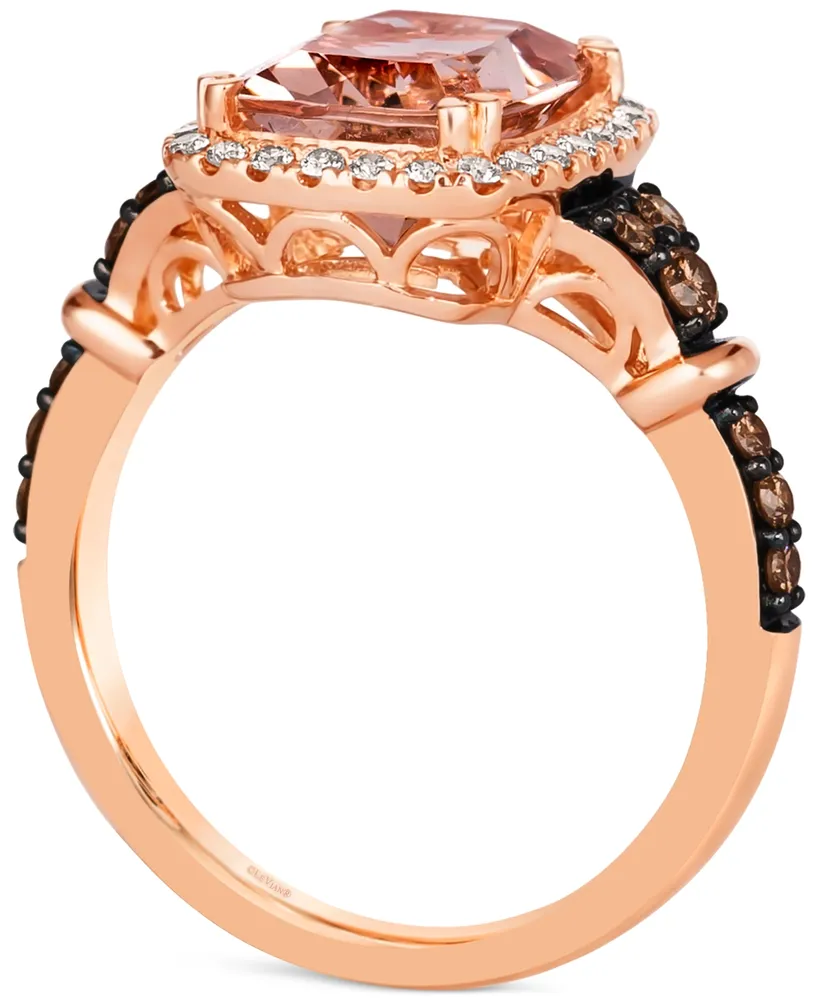 Le Vian Peach Morganite (2-1/4 ct. t.w.) & Diamond (3/8 ct. t.w.) Halo Ring in 14k Rose Gold
