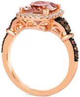 Le Vian Peach Morganite (2-1/4 ct. t.w.) & Diamond (3/8 ct. t.w.) Halo Ring in 14k Rose Gold