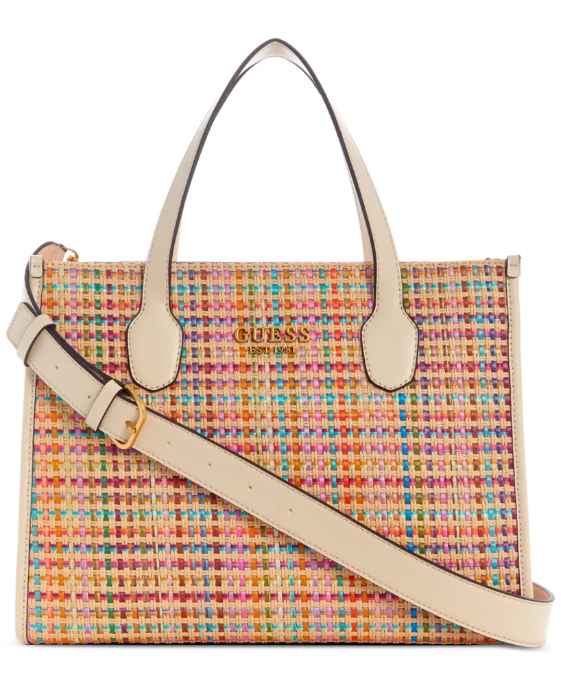 Guess Silvana Medium Multi-Colored Straw Double Compartment Tote