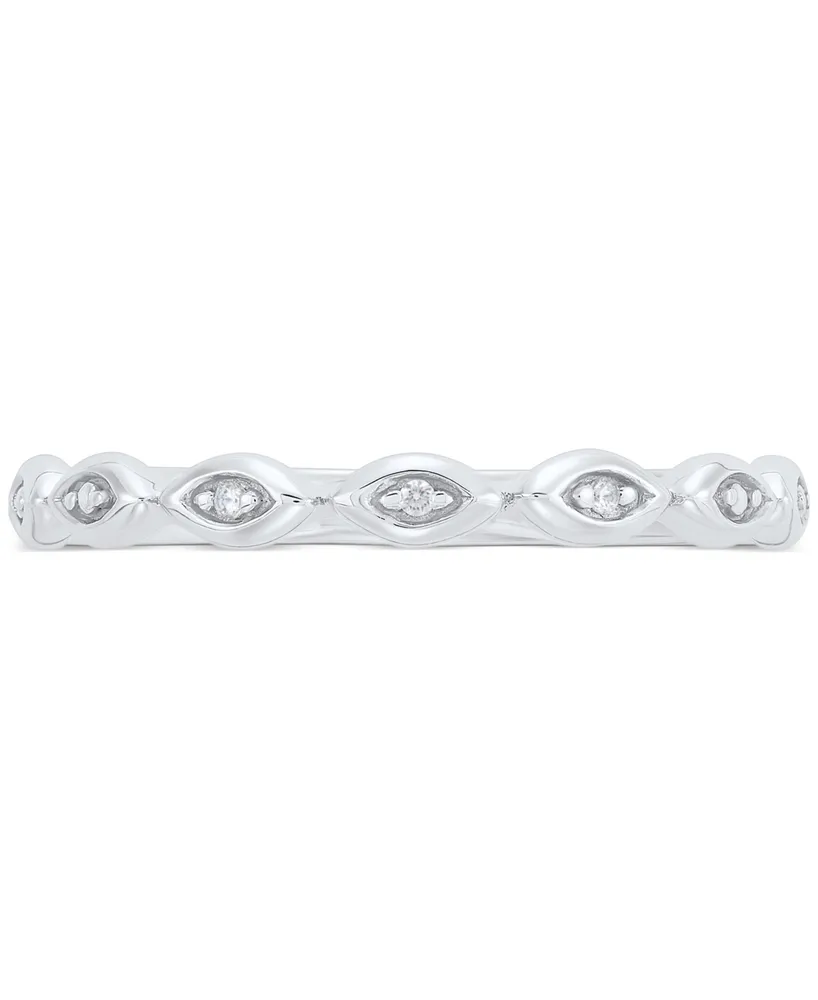 Diamond Accent Three Row Ring in 10k White Gold