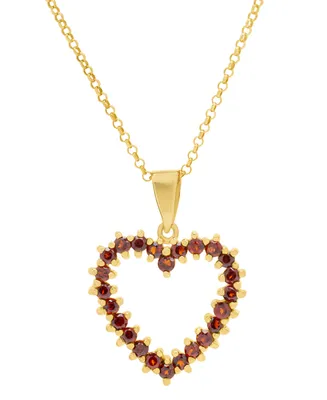 Garnet Openwork Open Heart 18" Pendant Necklace (1-1/5 ct. t.w.) in 14k Gold-Plated Sterling Silver