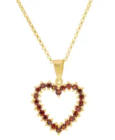 Garnet Openwork Open Heart 18" Pendant Necklace (1-1/5 ct. t.w.) in 14k Gold-Plated Sterling Silver