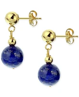 2-Pc. Set Jade Bead Bracelet & Matching Drop Earrings 14k Gold (Also Onyx, Tiger Eye, Turquoise, Lapis Lazuli, Rose Quartz)