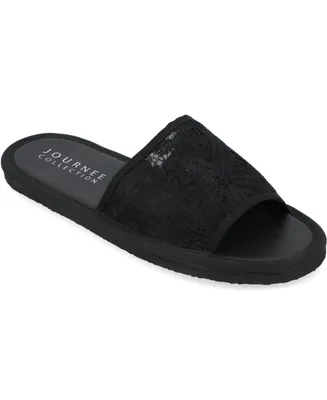 Journee Collection Women's Eniola Lace Flat Slide Sandals