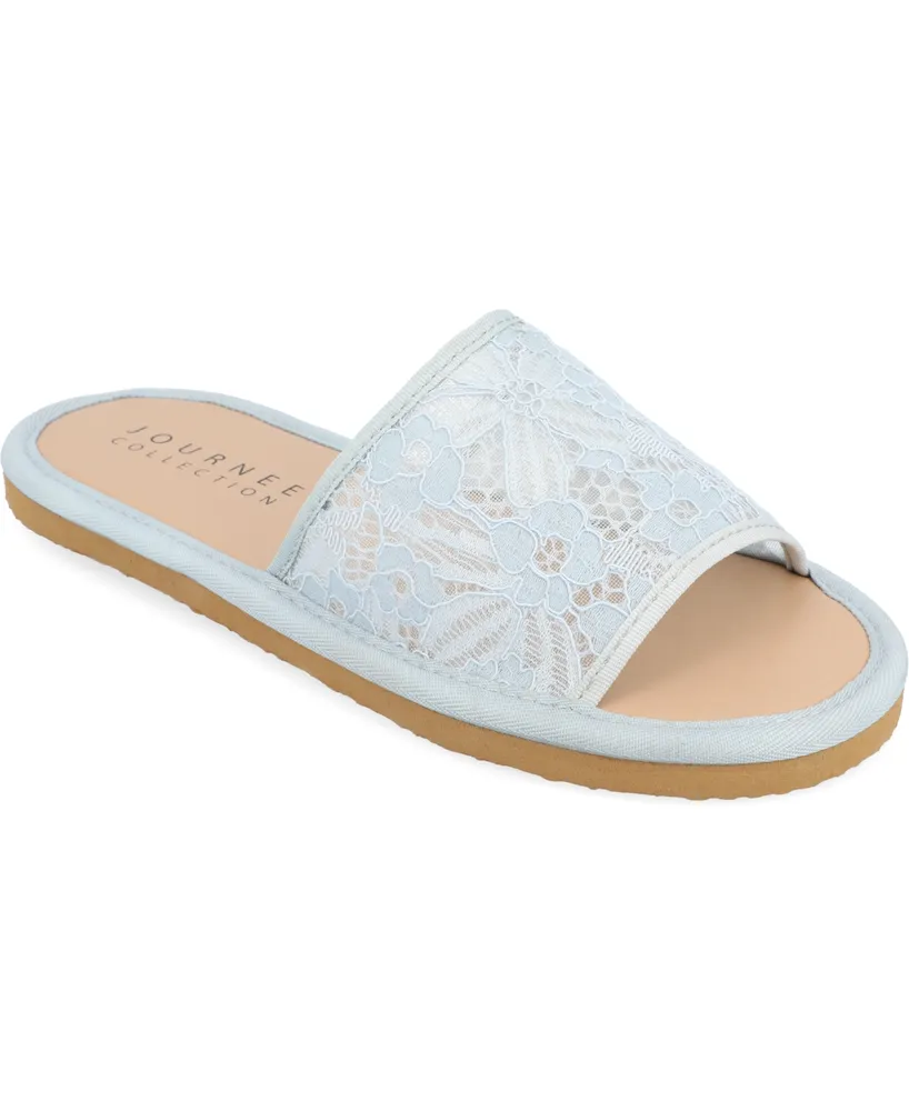 Journee Collection Women's Eniola Lace Flat Slide Sandals