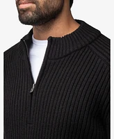 X-Ray Men's Ribbed Mock Neck Quarter-Zip Sweater