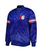 Men's Starter Royal Philadelphia 76ers Pick and Roll Satin Full-Snap Varsity Jacket