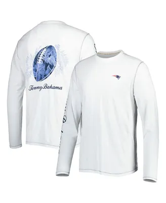 Men's Tommy Bahama White New England Patriots Laces Out Billboard Long Sleeve T-shirt