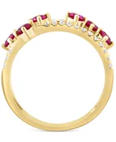 Lali Jewels Ruby (3/4 ct. t.w.) & Diamond (1/4 ct. t.w.) Double Band Ring in 14k Gold