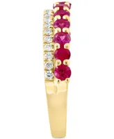 Lali Jewels Ruby (7/8 ct. t.w.) & Diamond (1/5 ct. t.w.) Double Row Ring in 14k Gold