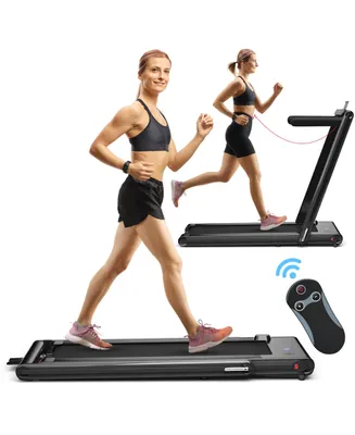 Costway 2-in-1 Folding Treadmill 2.25HP Jogging Machine w/ Dual Led Display