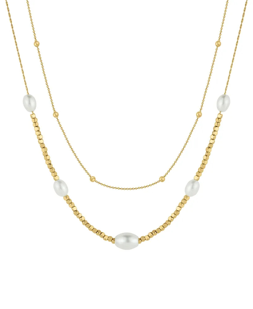 And Now This Imitation Pearl 18K Gold-Plated Double Layer Necklace