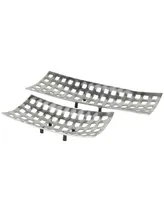 Rosemary Lane Aluminum Tray with Grid Design, Set of 2, 24", 16" W