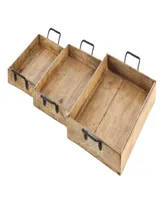 Rosemary Lane Mango Wood Tray with Slot Handles, Set of 3, 17", 20", 24" W