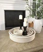 Rosemary Lane Light Rattan Tray with Slot Handles, Set of 2, 20", 16" W