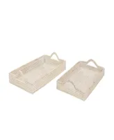 Rosemary Lane Rattan Tray, Set of 2, 26", 23" W