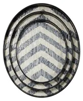 Rosemary Lane Mother of Pearl Handmade Chevron Tray with Slot Handles, Set of 3, 24", 20", 16" W