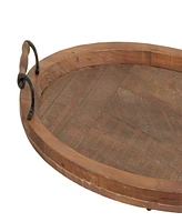 Rosemary Lane Wood Tray with Metal Handles, 29" x 19" x 4"