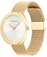 Calvin Klein Women's 2-Hand Gold-Tone Stainless Steel Mesh Bracelet Watch 36mm