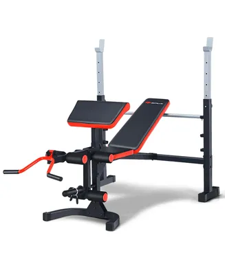 Costway Multi-function Adjustable Olympic Weight Bench W/Preacher Curl