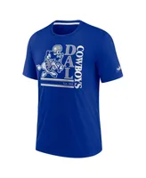 Men's Nike Royal Dallas Cowboys Wordmark Logo Tri-Blend T-shirt