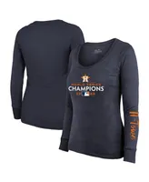 Fanatics Women's Navy Houston Astros 2022 World Series Champions Long Sleeve Tri-Blend Scoop Neck T-shirt