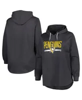 Women's Heather Charcoal Pittsburgh Penguins Plus Size Fleece Pullover Hoodie