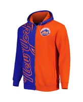 Men's Mitchell & Ness Royal and Orange New York Mets Fleece Full-Zip Hoodie