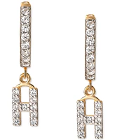 Giani Bernini Cubic Zirconia Initial Dangle Hoop Earrings in 18k Gold-Plated Sterling Silver, Created for Macy's