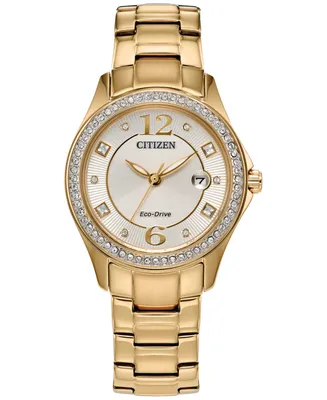 Citizen Eco-Drive Women's Crystal Gold-Tone Stainless Steel Bracelet Watch 30mm - Gold