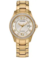 Citizen Eco-Drive Women's Crystal Gold-Tone Stainless Steel Bracelet Watch 30mm