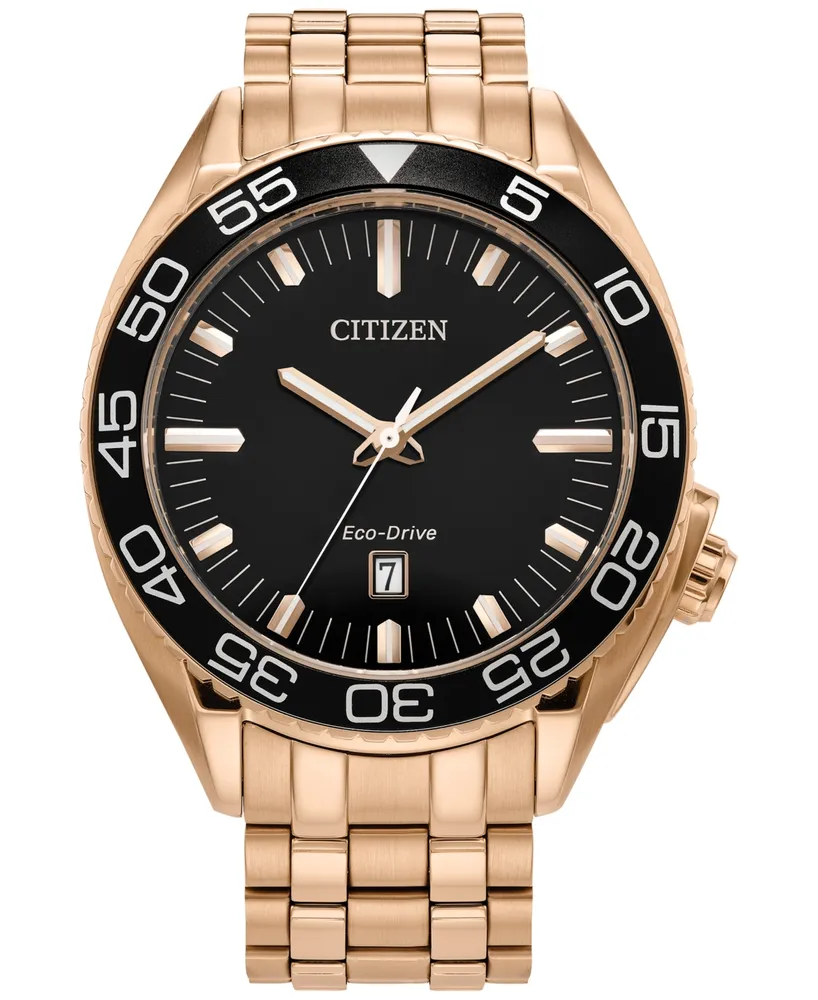 Citizen Eco-Drive Men's Sport Luxury Rose Gold-Tone Stainless Steel Bracelet Watch 42mm - Rose Gold