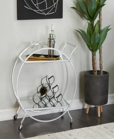 Rosemary Lane 14" x 28" x 30" Iron Rolling with Wheels and Handle 2 Mirrored Shelves Bar Cart