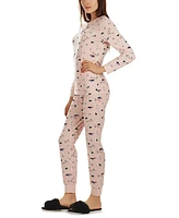 MeMoi Women's Ski Chalet Pattern Long Sleeve Tapered Bottom 2 Piece Pajama Set