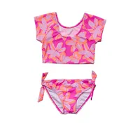 Toddler, Child Girls Hibiscus Hype Crop Ss Rash Top Set