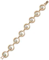 Karl Lagerfeld Paris Gold-Tone Imitation Pearl Circle Link Bracelet