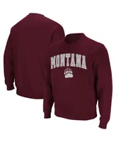 Men's Colosseum Maroon Montana Grizzlies Arch and Logo Crew Neck Sweatshirt