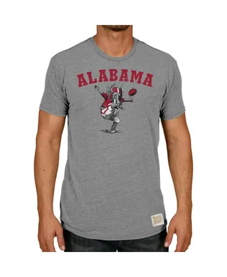 Men's Original Retro Brand Heathered Gray Alabama Crimson Tide Vintage-Like Punting Big Al Tri-Blend T-shirt