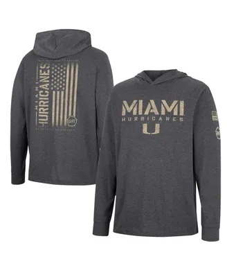 Men's Colosseum Charcoal Miami Hurricanes Team Oht Military-Inspired Appreciation Hoodie Long Sleeve T-shirt