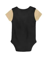 Newborn and Infant Boys and Girls Black, Gold New Orleans Saints Little Champ Three-Piece Bodysuit Bib and Booties Set