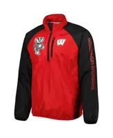 Men's G-iii Sports by Carl Banks Red and Black Wisconsin Badgers Point Guard Raglan Half-Zip Jacket