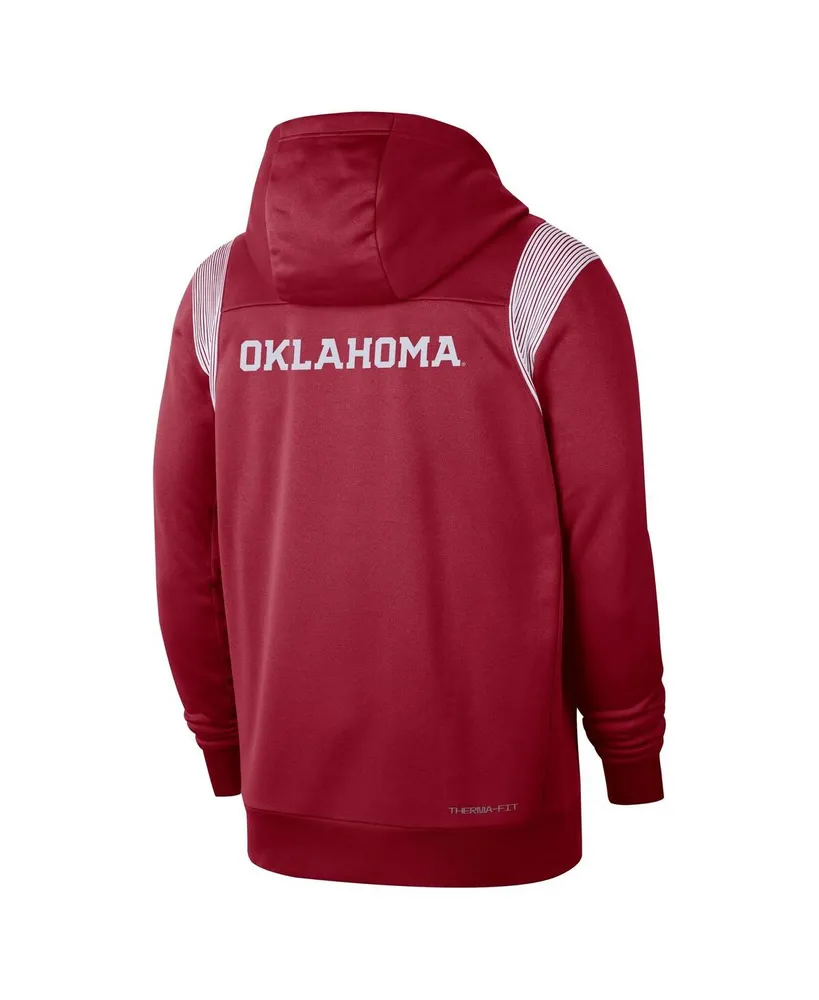 Men's Nike Crimson Oklahoma Sooners 2022 Sideline Lockup Performance Full-Zip Hoodie Jacket