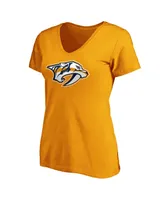 Women's Fanatics Gold Nashville Predators Primary Logo V-Neck T-shirt