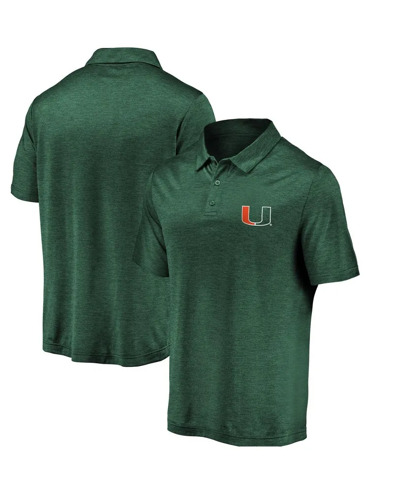 Men's Fanatics Green Miami Hurricanes Primary Logo Striated Polo Shirt