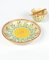 Euro Ceramica Ella Ramen Bowl and Dinner Bowl Set in Red